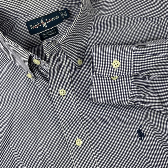 Polo Ralph Lauren Button Down Shirt 16.5 36/37 Yarmouth Gingham Check Oxford VTG - Picture 1 of 7